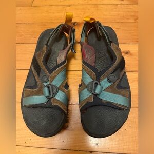 Vintage Nike Black Blue Brown Criss Cross Hook & Loop Sport Sandals men’s 9
